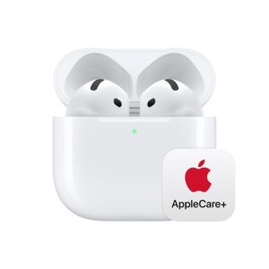 Apple AirPods 4 Wireless Earbuds, Bluetooth Headphones, Personalized Spatial Audio, Sweat and Water Resistant, USB-C Charging Case, H2 Chip With AppleCare+ for AirPods (2 years)